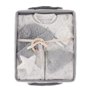 Cesto recién nacido mameluco estrellas gris