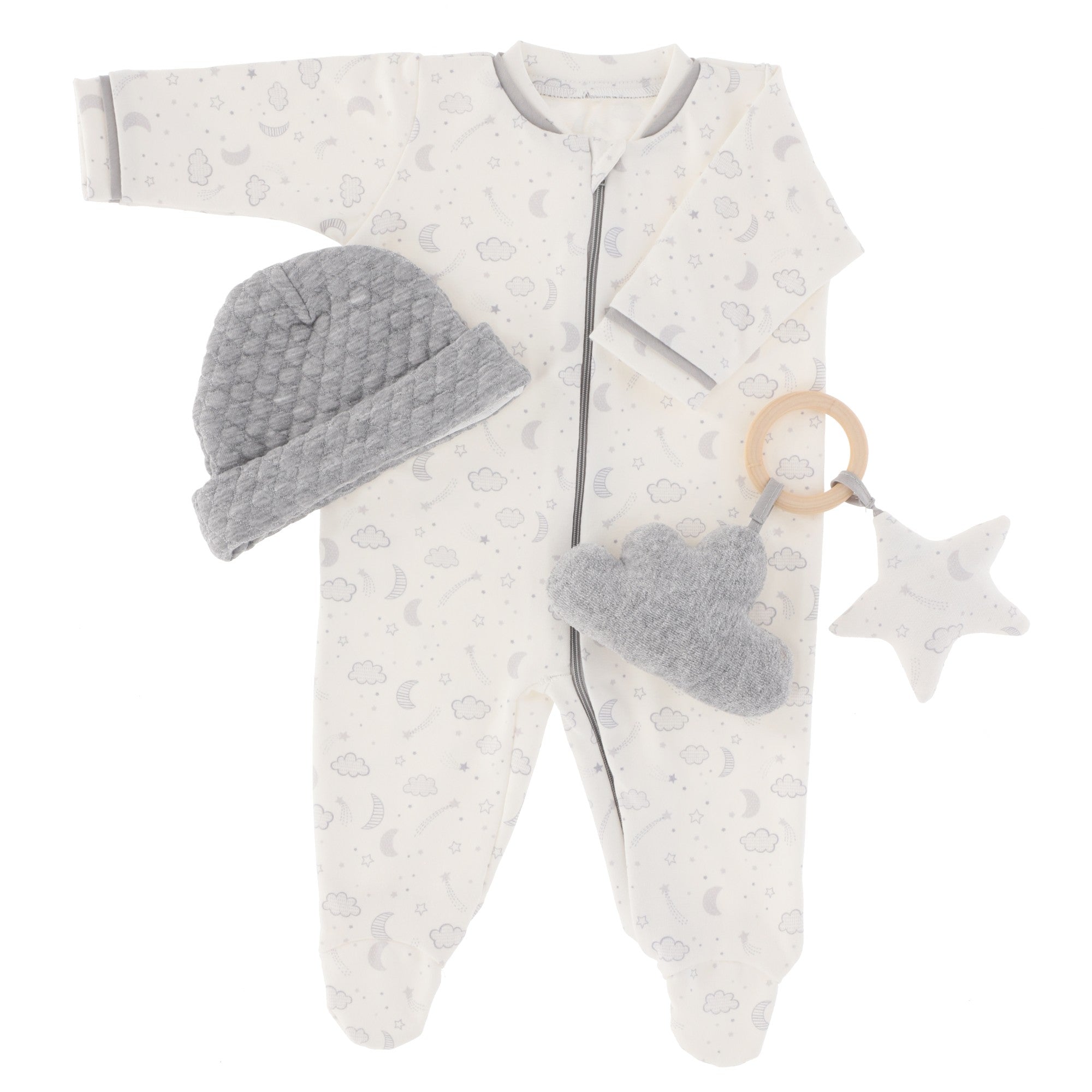 Cesto recién nacido mameluco estrellas gris - Image 5