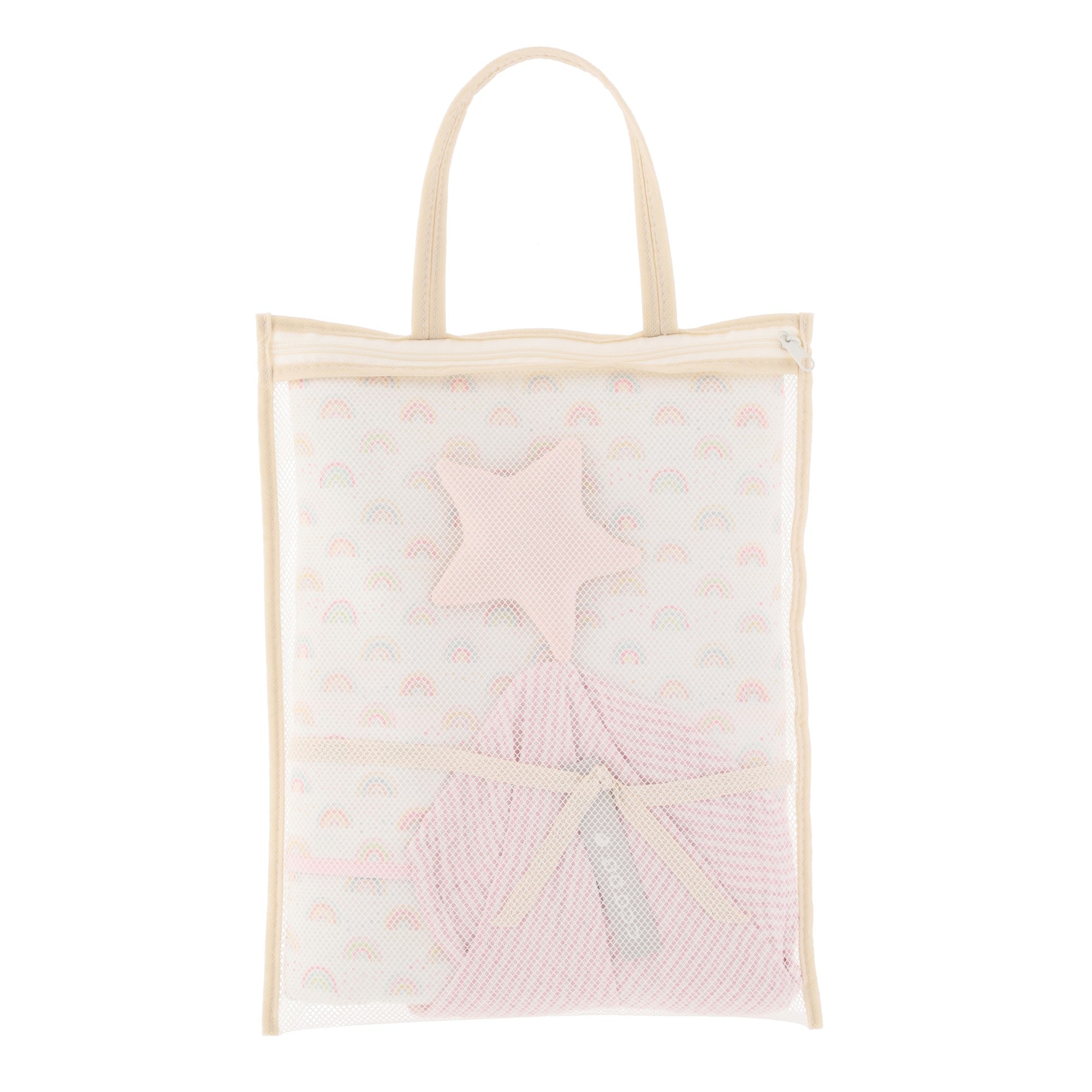 Set frazada con trapo de apego arcoíris rosa - Image 3