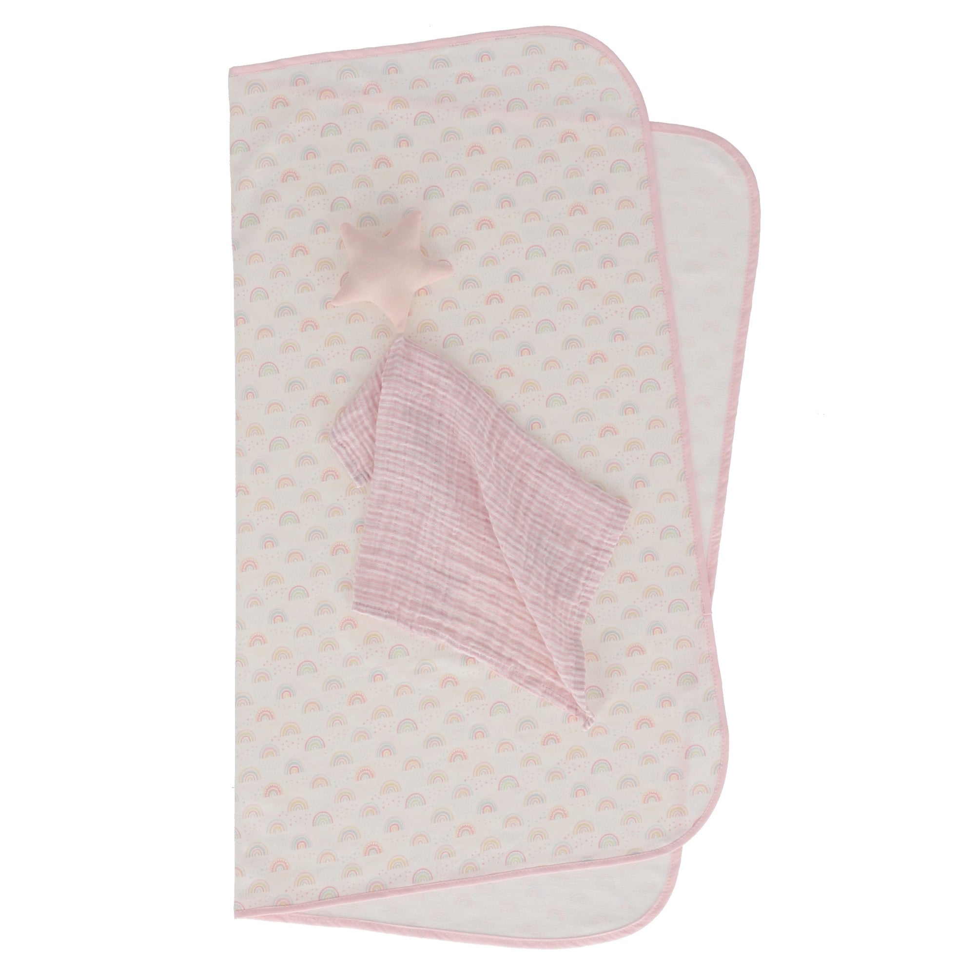 Set frazada con trapo de apego arcoíris rosa - Image 4