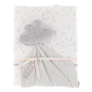 Set frazada con trapo de apego luna y estrella gris