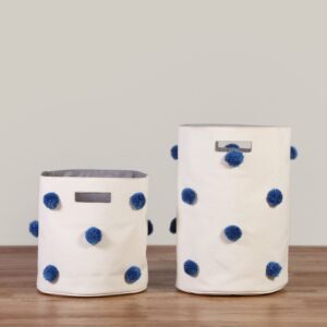 Cestos pompones Beige con Azul