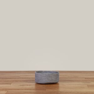 Cesto Tejido Gris Chico Bajo