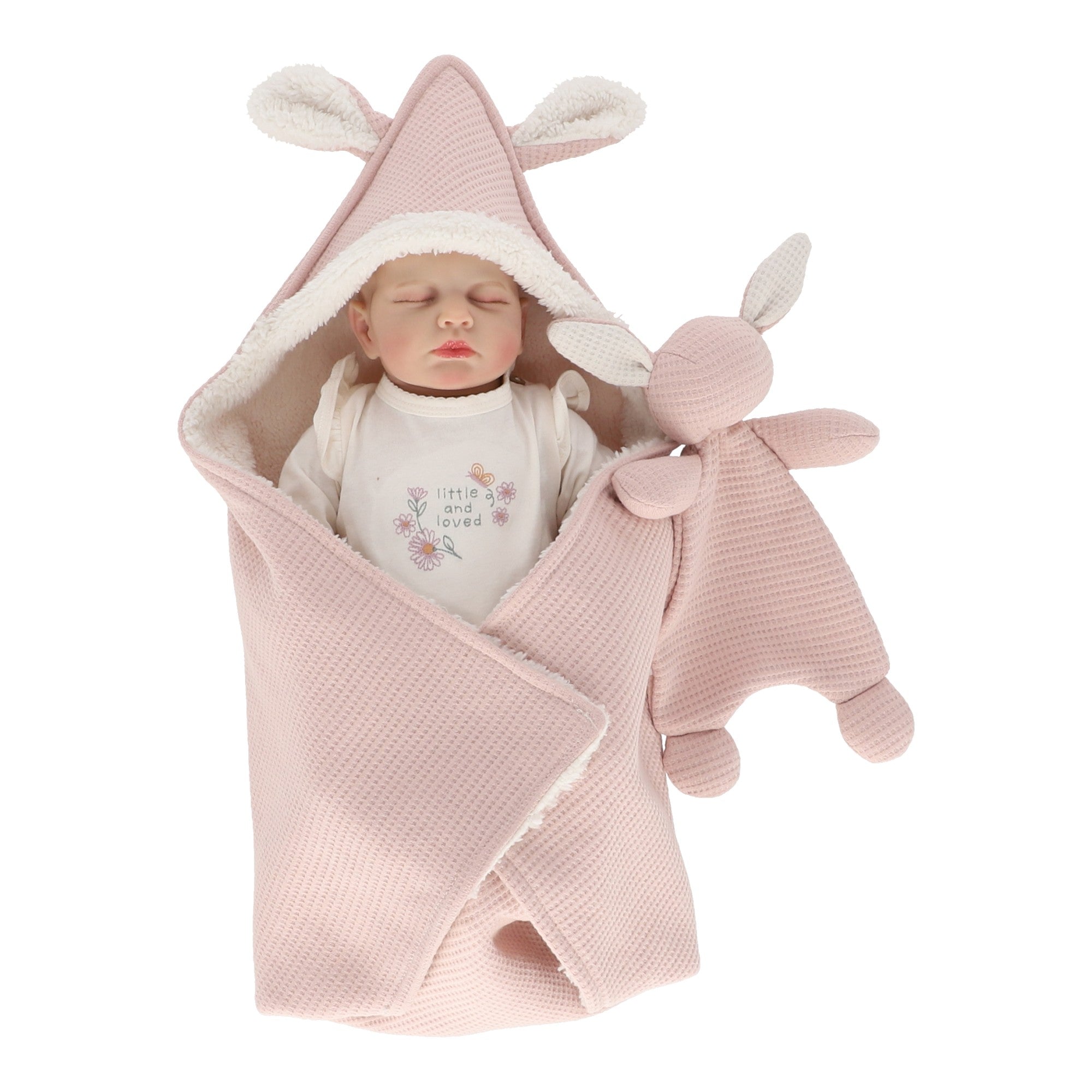 Set cobija conejo rosa con trapito