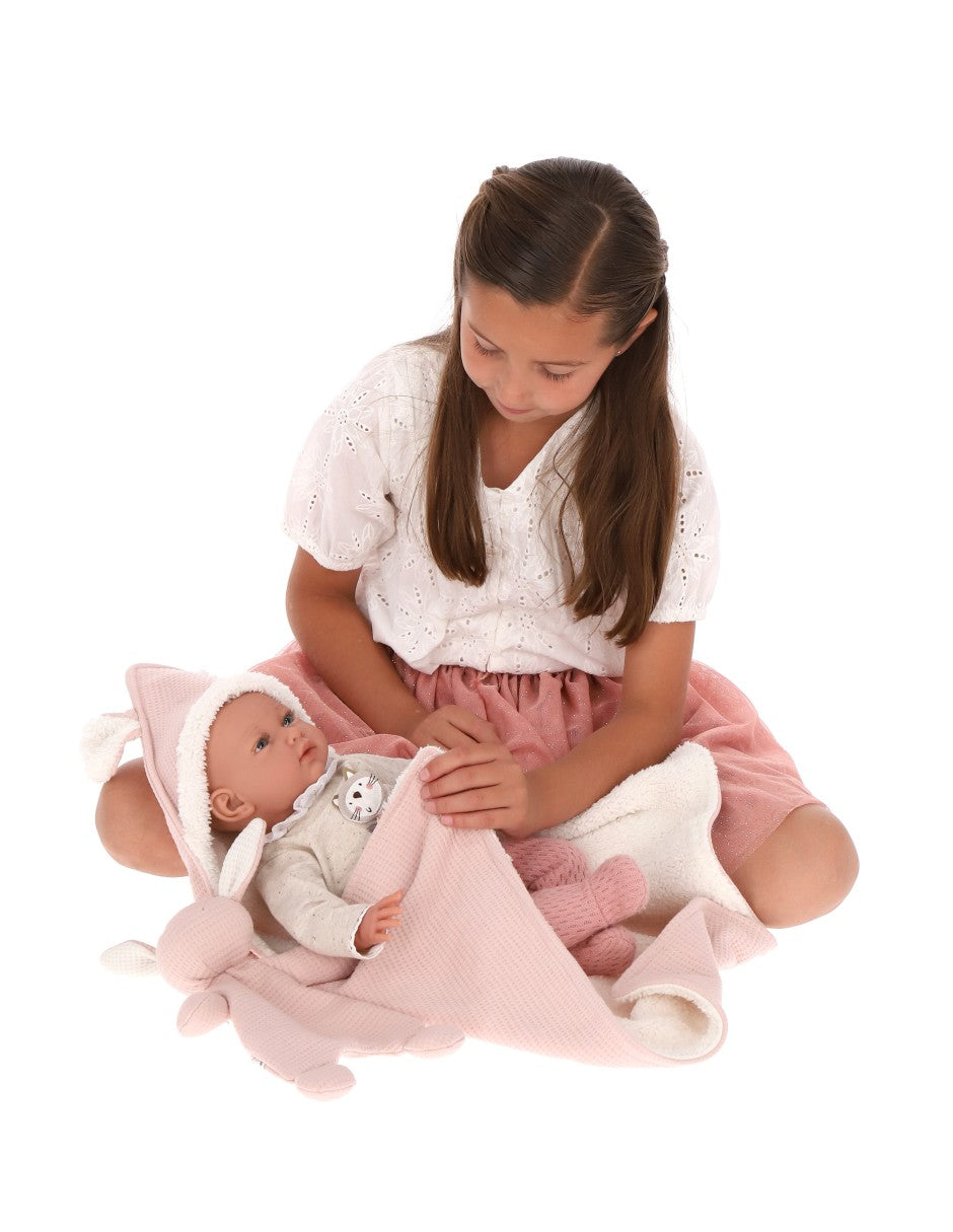 Set cobija conejo rosa con trapito - Image 4