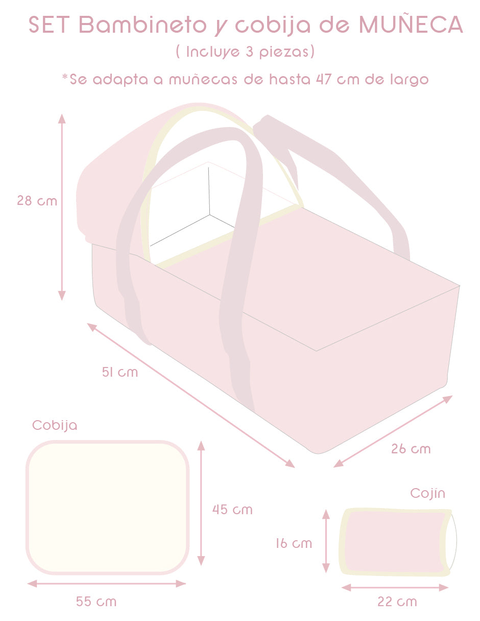Set Bambineto muñeca cuadritos rosa y cobija - Image 8