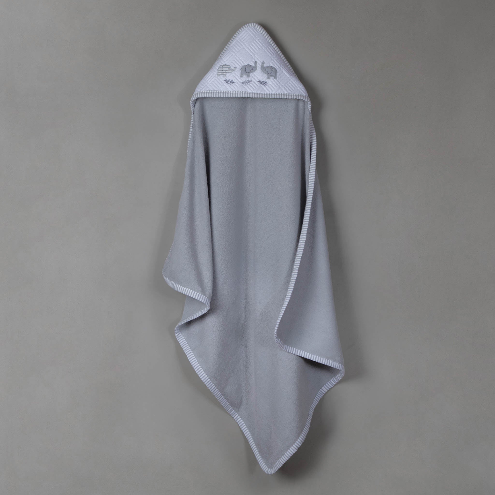 Toalla para bebé capitonada con capucha Elefante Gris - Image 2