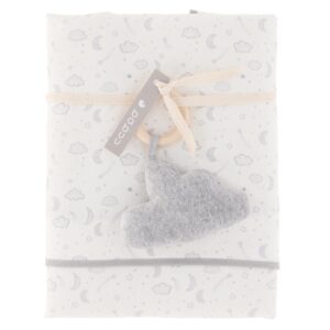 Set frazada con sonaja luna y estrella gris