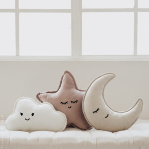 Set de Estrella Rosa, Lunita Beige & Nube Blanca