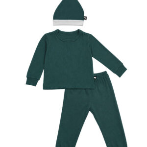 Pijama manga larga y gorrito - Mistletoe Green (Ribbed)
